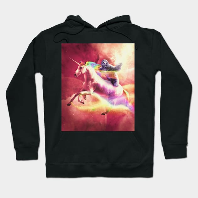 Epic Space Sloth Riding On Unicorn Hoodie by Random Galaxy